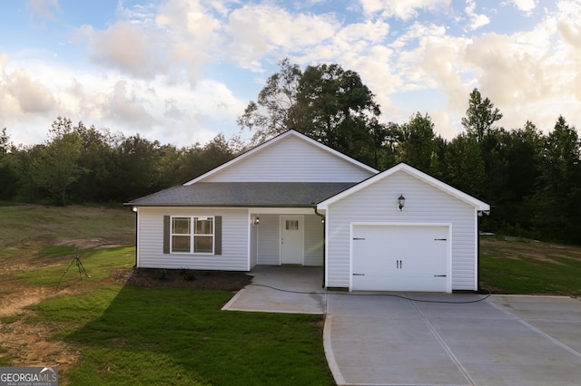 266 Patillo Rd, Jackson, GA 30233 - view of front facade with driveway, a garage, a front lawn, roof with shingles, and a porch