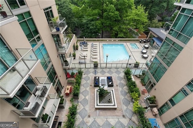 905 Juniper St NE Unit 701, Atlanta, GA 30309 - drone / aerial view of a pool area