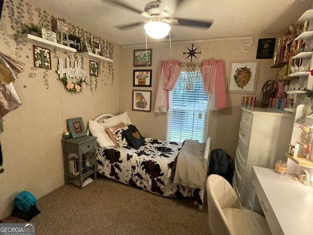 601 Auburn Rd, Glennville, GA 30427 - bedroom with carpet floors and ceiling fan