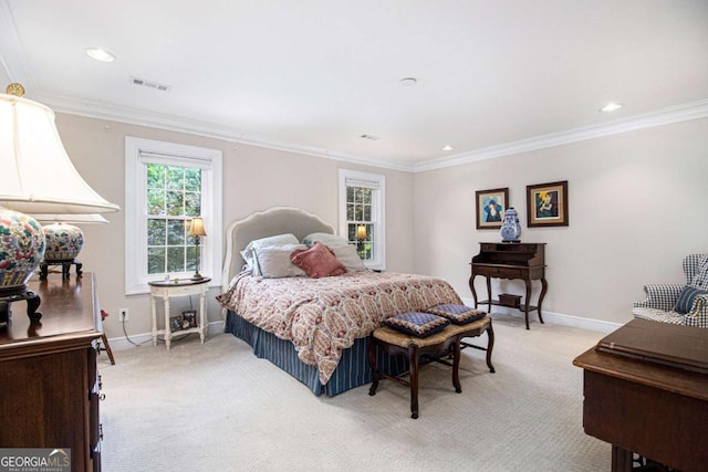 1379 Cambridge Ct NE, Brookhaven, GA 30319 - bedroom with light colored carpet, crown molding, and recessed lighting