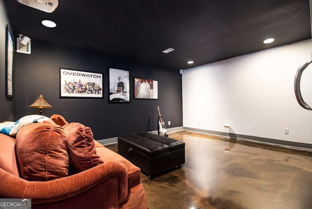 1379 Cambridge Ct NE, Brookhaven, GA 30319 - cinema with finished concrete floors and recessed lighting