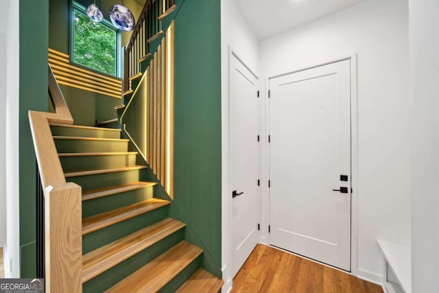 32 Walthall St NE Unit A, Atlanta, GA 30307 - stairs with wood finished floors