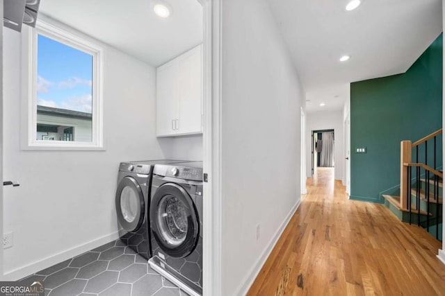 32 Walthall St NE Unit A, Atlanta, GA 30307 - laundry area with independent washer and dryer, recessed lighting, and cabinet space