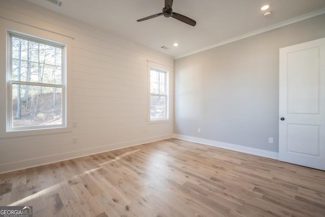 145 Holmes Ave, Athens, GA 30606 - unfurnished room with crown molding, a ceiling fan, wood finished floors, and recessed lighting