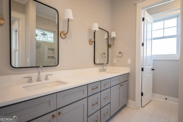145 Holmes Ave, Athens, GA 30606 - full bathroom featuring marble look tiles and double vanity