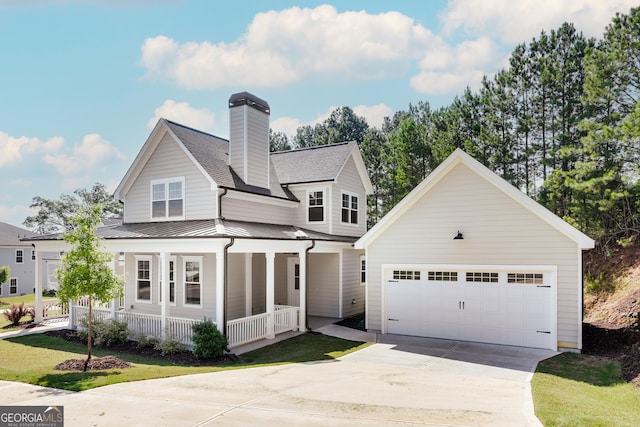 145 Holmes Ave, Athens, GA 30606 - view of front facade featuring a porch, driveway, a standing seam roof, roof with shingles, and a metal roof