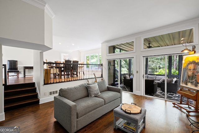 3648 Sope Creek Farm SE, Marietta, GA 30067 - living area featuring wood finished floors, recessed lighting, and stairs