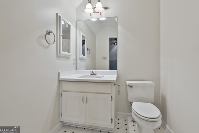 77 Springfield Ct, Newnan, GA 30265 - half bath with vanity and a chandelier