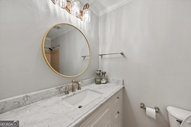 133 N Wellington, Macon, GA 31210 - full bathroom with ornamental molding, vanity, and a shower