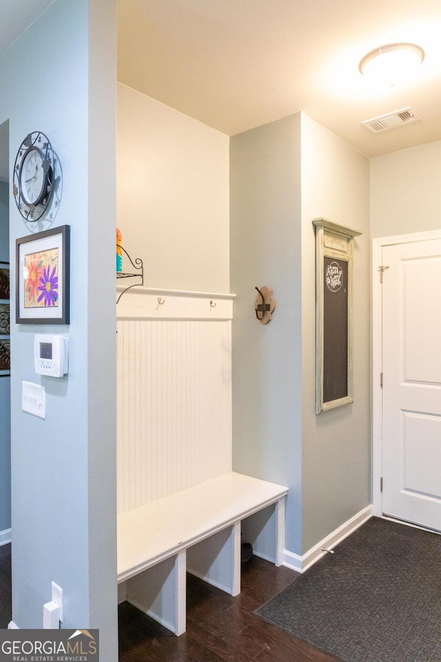 6695 Grove Meadows Ln, Cumming, GA 30028 - mudroom featuring dark wood finished floors and baseboards