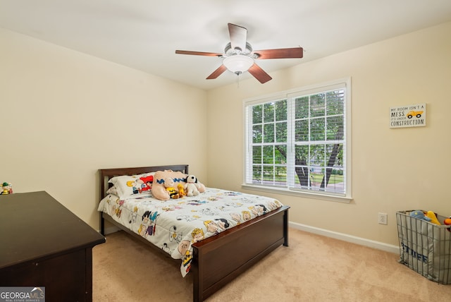 595 Mcgarity Dr, Mcdonough, GA 30252 - bedroom with light carpet and ceiling fan