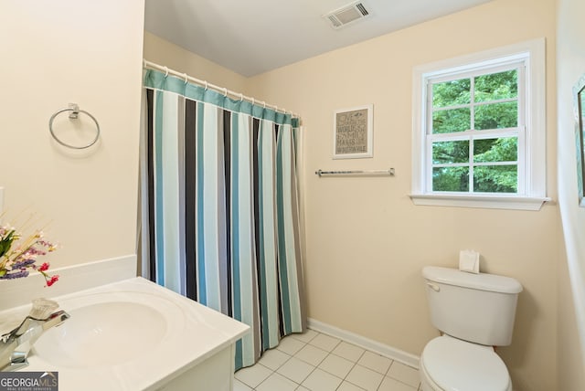 595 Mcgarity Dr, Mcdonough, GA 30252 - bathroom featuring vanity, tile patterned floors, and a shower with curtain