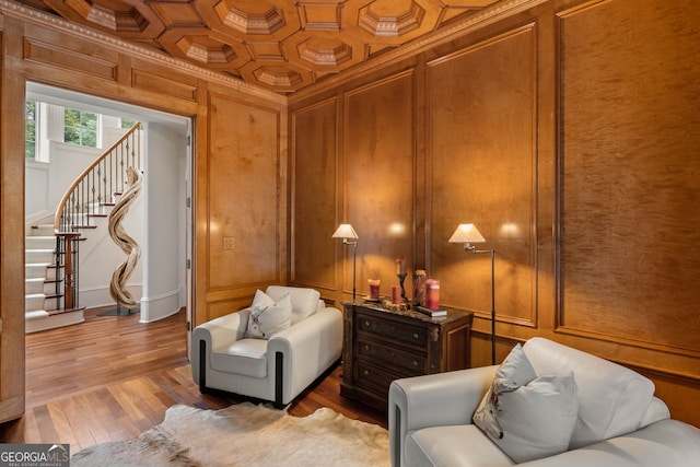3401 Stillhouse Rd SE, Atlanta, GA 30339 - sitting room featuring stairway, light wood finished floors, and ornamental molding