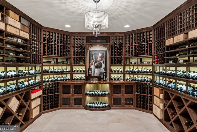 3401 Stillhouse Rd SE, Atlanta, GA 30339 - wine area with a chandelier and recessed lighting