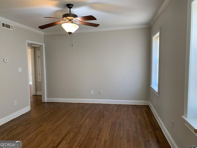 2367 Cascade Rd SW Unit B7, Atlanta, GA 30311 - unfurnished room with dark wood-style floors, ceiling fan, and ornamental molding