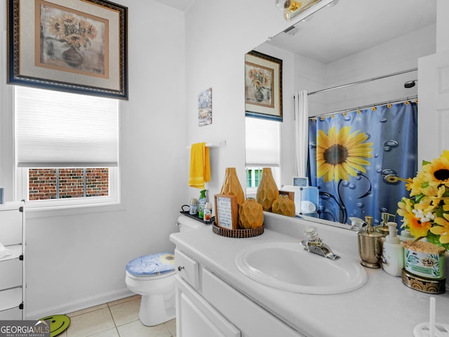 141 Wexford Ct, Stockbridge, GA 30281 - bathroom with tile patterned flooring, vanity, and a shower with curtain
