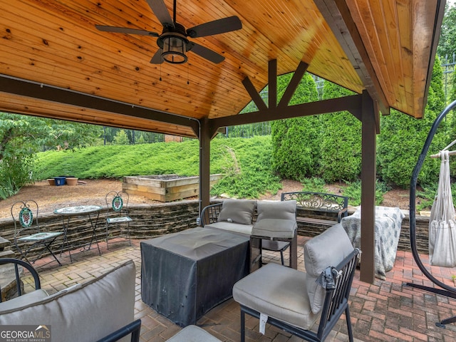 141 Wexford Ct, Stockbridge, GA 30281 - view of patio featuring an outdoor hangout area, ceiling fan, and a gazebo