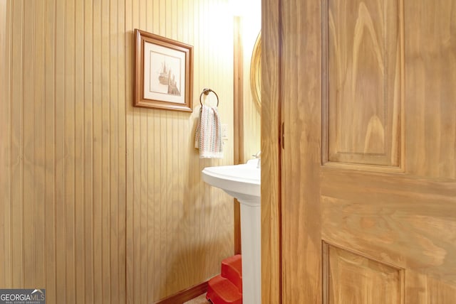 460 Morgan Mill Rd, Brooks, GA 30205 - half bathroom with wooden walls