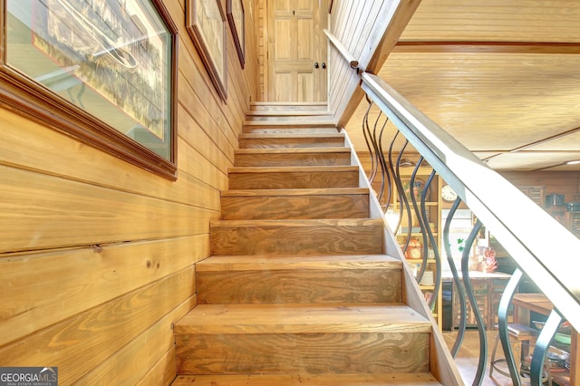 460 Morgan Mill Rd, Brooks, GA 30205 - stairway featuring wood walls