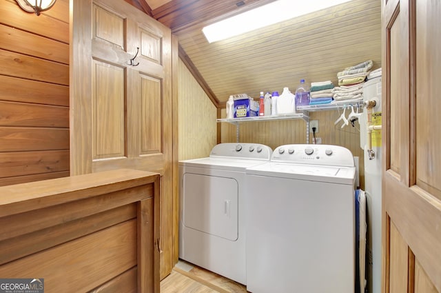 460 Morgan Mill Rd, Brooks, GA 30205 - washroom featuring washer and clothes dryer and wooden ceiling