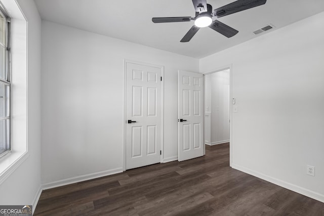 2800 Vultee Dr, Columbus, GA 31909 - unfurnished bedroom with dark wood-style floors and ceiling fan