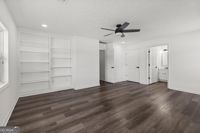 2800 Vultee Dr, Columbus, GA 31909 - unfurnished bedroom featuring dark wood finished floors, recessed lighting, ceiling fan, and ensuite bath