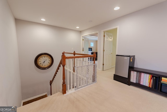 2940 Bentbill Xing, Cumming, GA 30041 - hallway featuring an upstairs landing, carpet, and recessed lighting