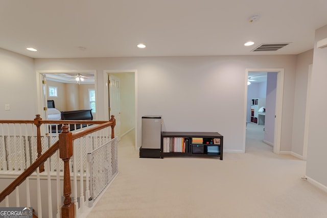 2940 Bentbill Xing, Cumming, GA 30041 - corridor with an upstairs landing, carpet flooring, and recessed lighting