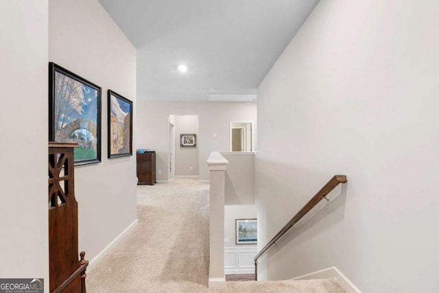 850 Ethereow Ct, Lawrenceville, GA 30046 - hallway featuring an upstairs landing and carpet flooring