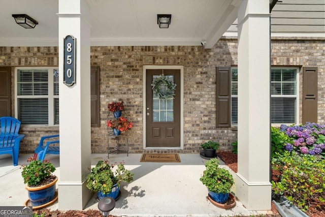 850 Ethereow Ct, Lawrenceville, GA 30046 - property entrance with covered porch and brick siding