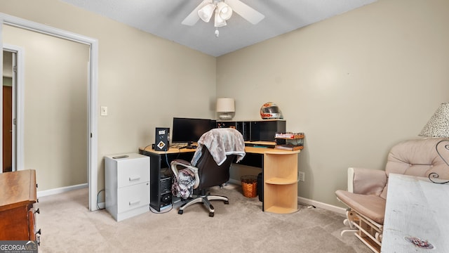 3627 Spring Meadow Ct, Acworth, GA 30101 - carpeted home office featuring ceiling fan and baseboards
