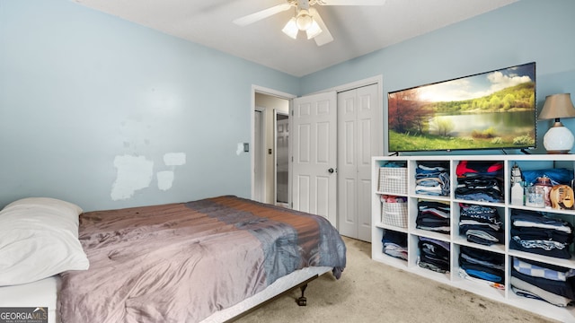 3627 Spring Meadow Ct, Acworth, GA 30101 - carpeted bedroom with a closet and a ceiling fan