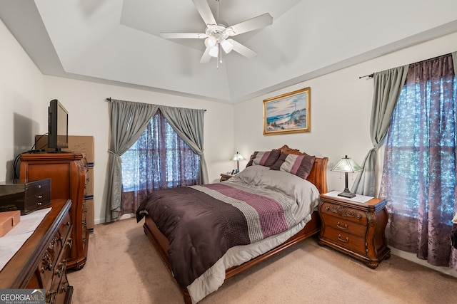 491 Brickleberry Rdg, Athens, GA 30605 - bedroom with light colored carpet, ceiling fan, and a tray ceiling