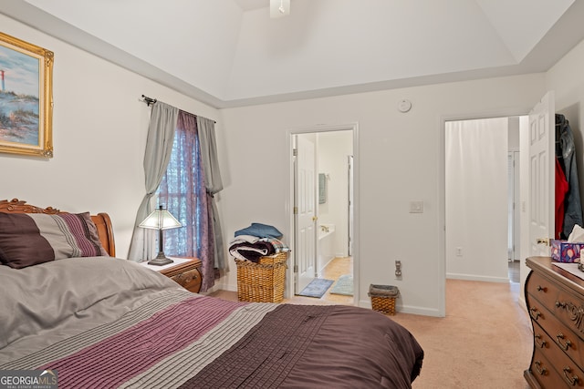 491 Brickleberry Rdg, Athens, GA 30605 - bedroom with light carpet, ensuite bathroom, and high vaulted ceiling