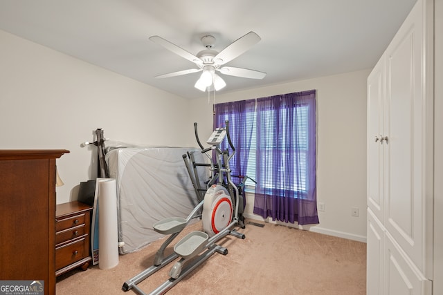 491 Brickleberry Rdg, Athens, GA 30605 - exercise area with carpet and a ceiling fan