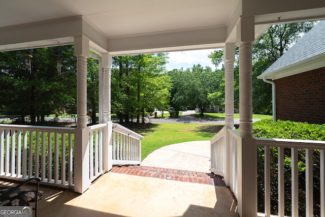 491 Brickleberry Rdg, Athens, GA 30605 - porch featuring a lawn and view of scattered trees