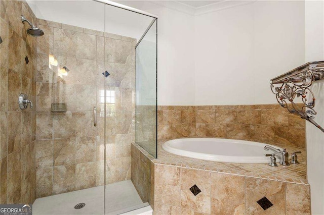3635 E Paces Cir NE Unit 1405, Atlanta, GA 30326 - full bath with a bath, a shower stall, and crown molding