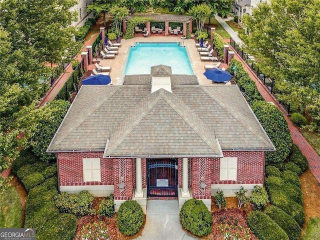 3635 E Paces Cir NE Unit 1405, Atlanta, GA 30326 - view of pool with a pergola and a patio area