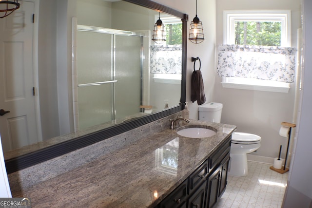 1310 Larkview Dr SW, Lilburn, GA 30047 - bathroom with a shower with door and vanity