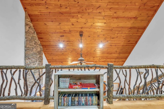2357 Haven Heights Rd, Hiawassee, GA 30546 - interior space featuring wooden ceiling, lofted ceiling, and wood finished floors