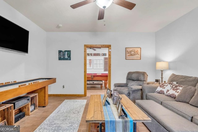 2357 Haven Heights Rd, Hiawassee, GA 30546 - living area with ceiling fan and wood finished floors