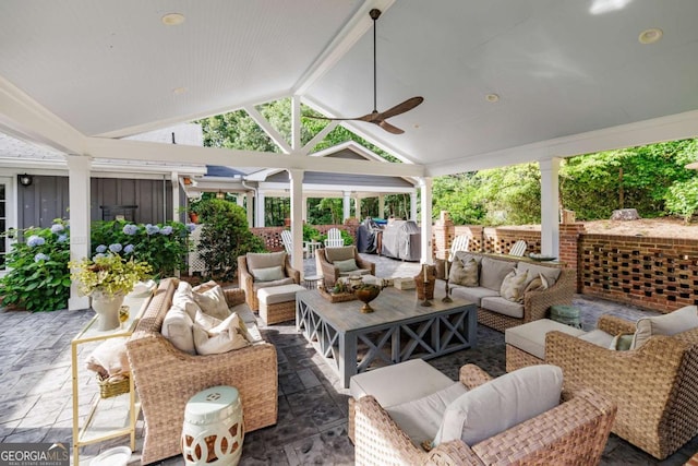 1060 Woodhollow Ln, Athens, GA 30606 - view of patio / terrace with an outdoor hangout area and a ceiling fan