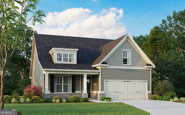 550 Azalea Xing, Dallas, GA 30132 - craftsman house featuring driveway, a porch, a front yard, brick siding, and roof with shingles