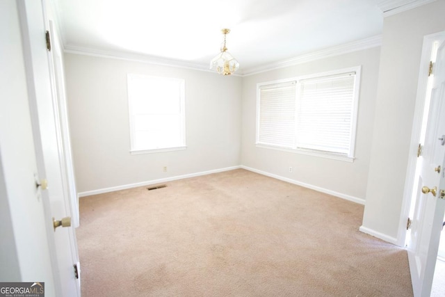 5530 Perry Ave, Columbus, GA 31909 - unfurnished room with a chandelier, carpet flooring, and crown molding