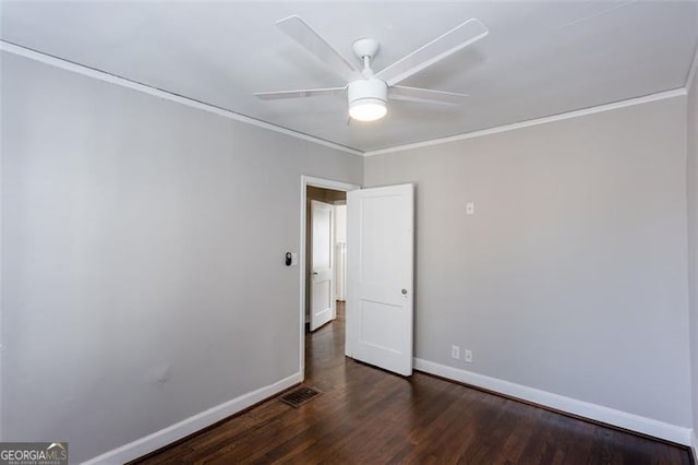 469 Mellview Ave, Atlanta, GA 30310 - empty room with crown molding, ceiling fan, and wood finished floors