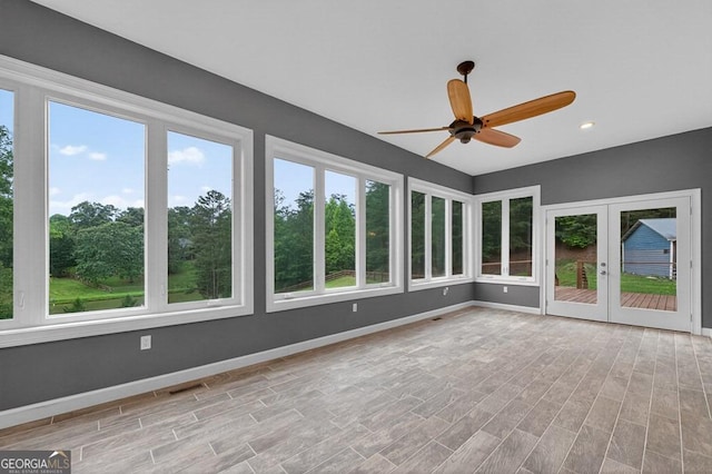 67 Mcnelley Dr, Morganton, GA 30560 - unfurnished sunroom with french doors, wood finished floors, and recessed lighting