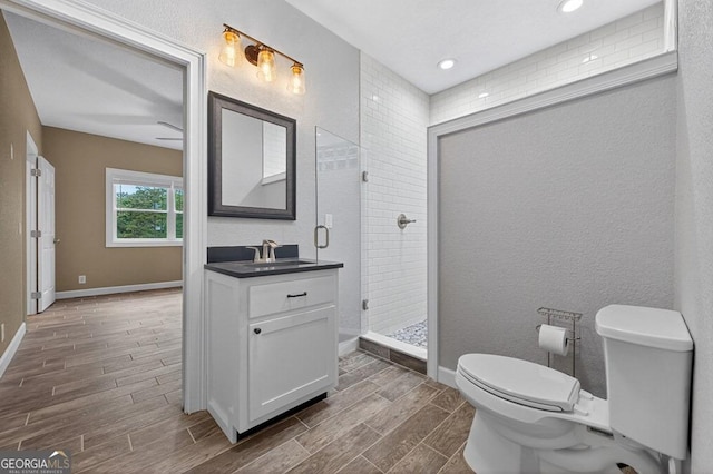 67 Mcnelley Dr, Morganton, GA 30560 - full bath with vanity, wood tiled floors, tiled shower, and recessed lighting