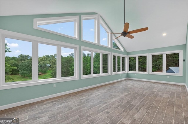 67 Mcnelley Dr, Morganton, GA 30560 - unfurnished sunroom with high vaulted ceiling and wood finished floors