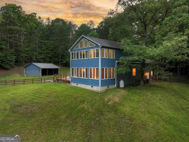 67 Mcnelley Dr, Morganton, GA 30560 - rear view of house with crawl space and an outbuilding