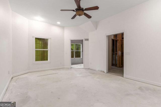 5560 Pilgrim Point Ext, Cumming, GA 30041 - unfurnished room featuring ceiling fan, unfinished concrete floors, and recessed lighting